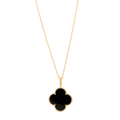 Van Cleef & Arpels 18K Yellow Gold Black Onyx Magic Alhambra Pendant Necklace 1 of 4