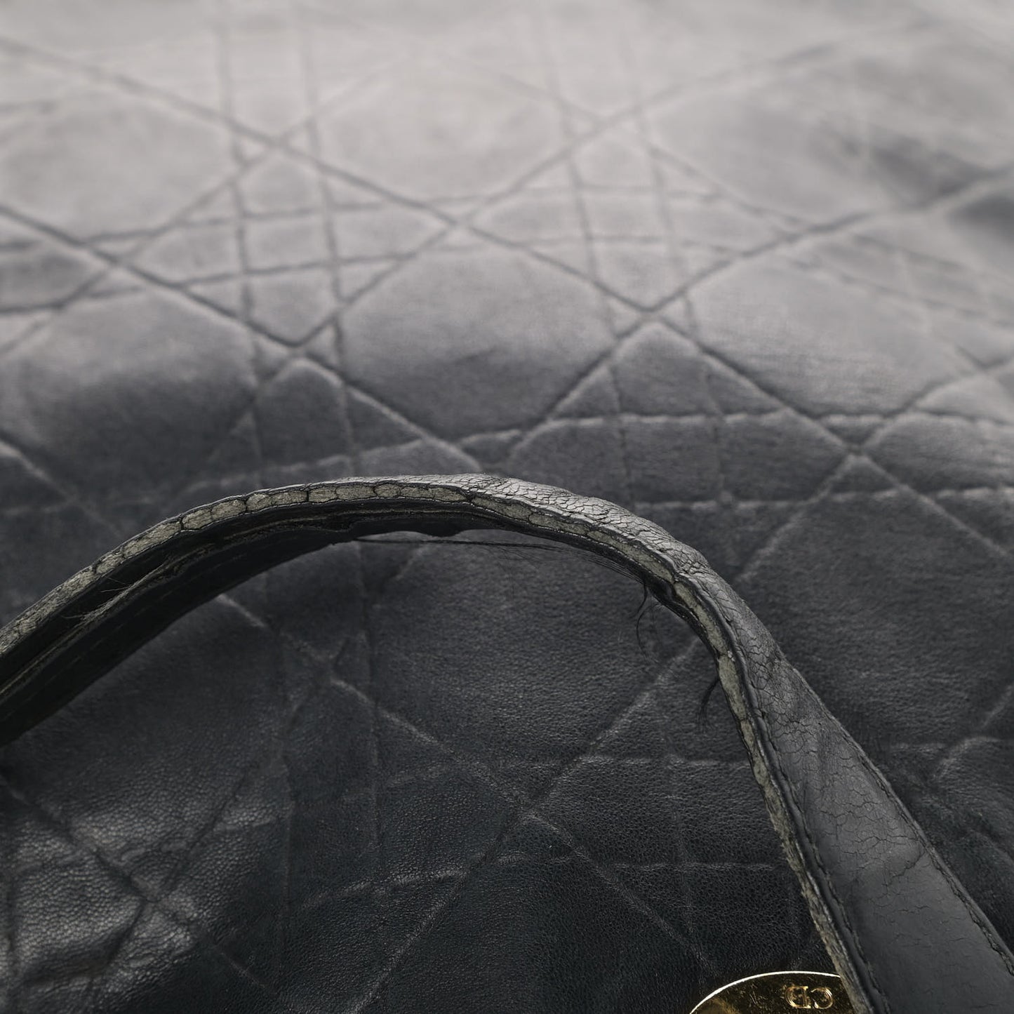 Lambskin Cannage Shopping Tote Black