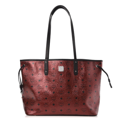 MCM Metallic Visetos Medium Shopper Tote Scooter Red 1 of 10