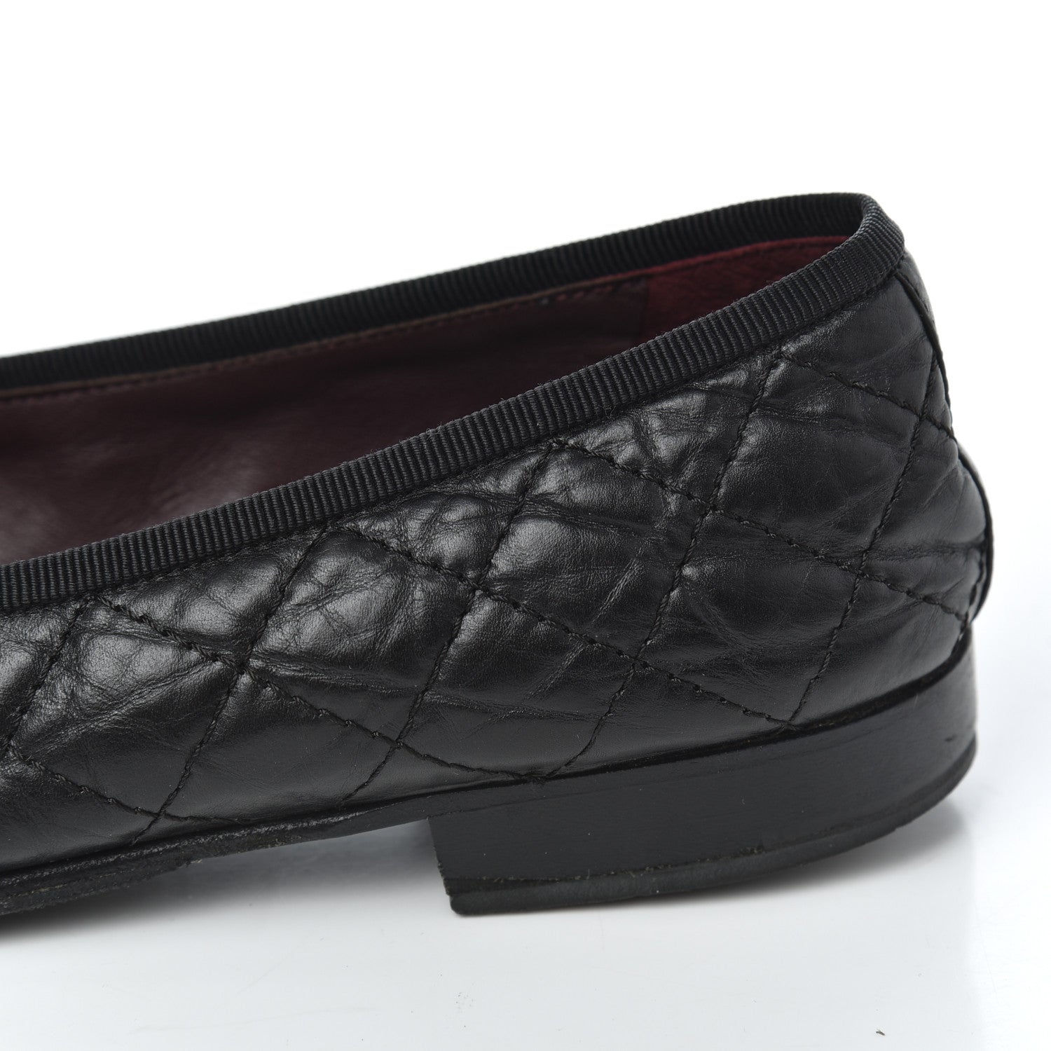 Chanel Aged Calfskin Quilted CC Cap Toe Ballerina Flats 36 Black 14 of 23