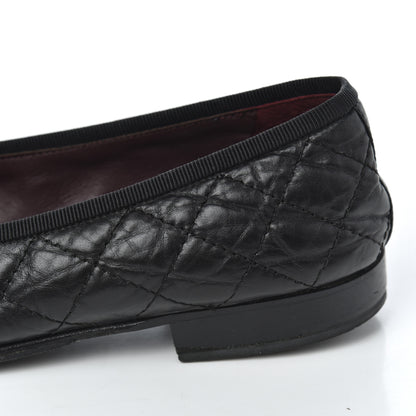 Chanel Aged Calfskin Quilted CC Cap Toe Ballerina Flats 36 Black 14 of 23