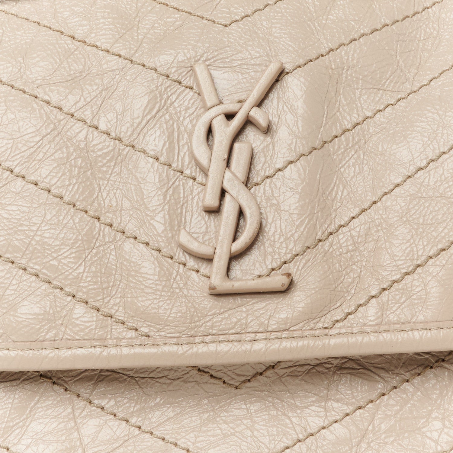 Saint Laurent Crinkled Calfskin Matelasse Monogram Medium Niki Chain Satchel Light Taupe 9 of 11