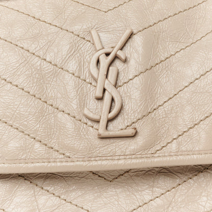 Saint Laurent Crinkled Calfskin Matelasse Monogram Medium Niki Chain Satchel Light Taupe 9 of 11