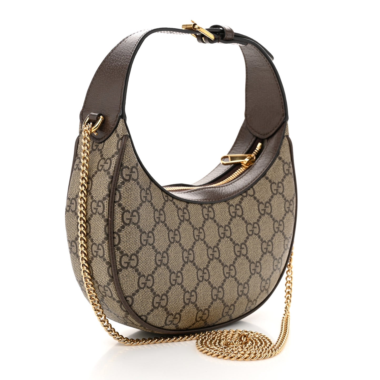 GG Supreme Monogram Textured Dollar Calfskin Small Ophidia Shoulder Bag Beige Ebony New Acero