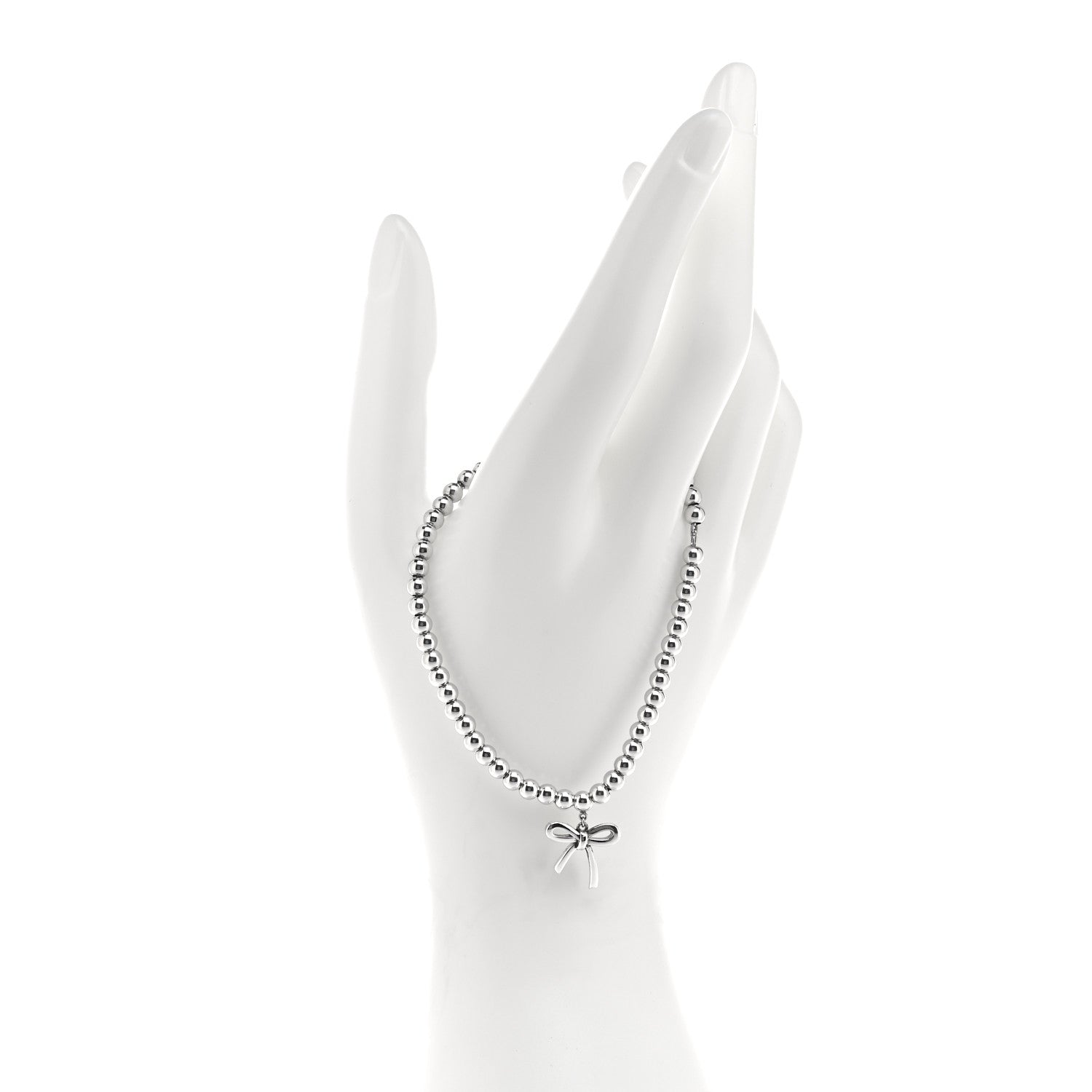 Tiffany Sterling Silver 4mm Bow Bead Bracelet 2 of 7