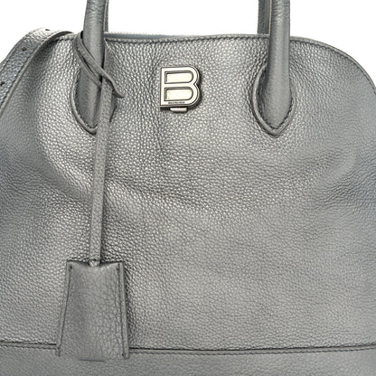 Balenciaga Metallic Calfskin LED Logo Projector Top Handle Bag Silver 13 of 14