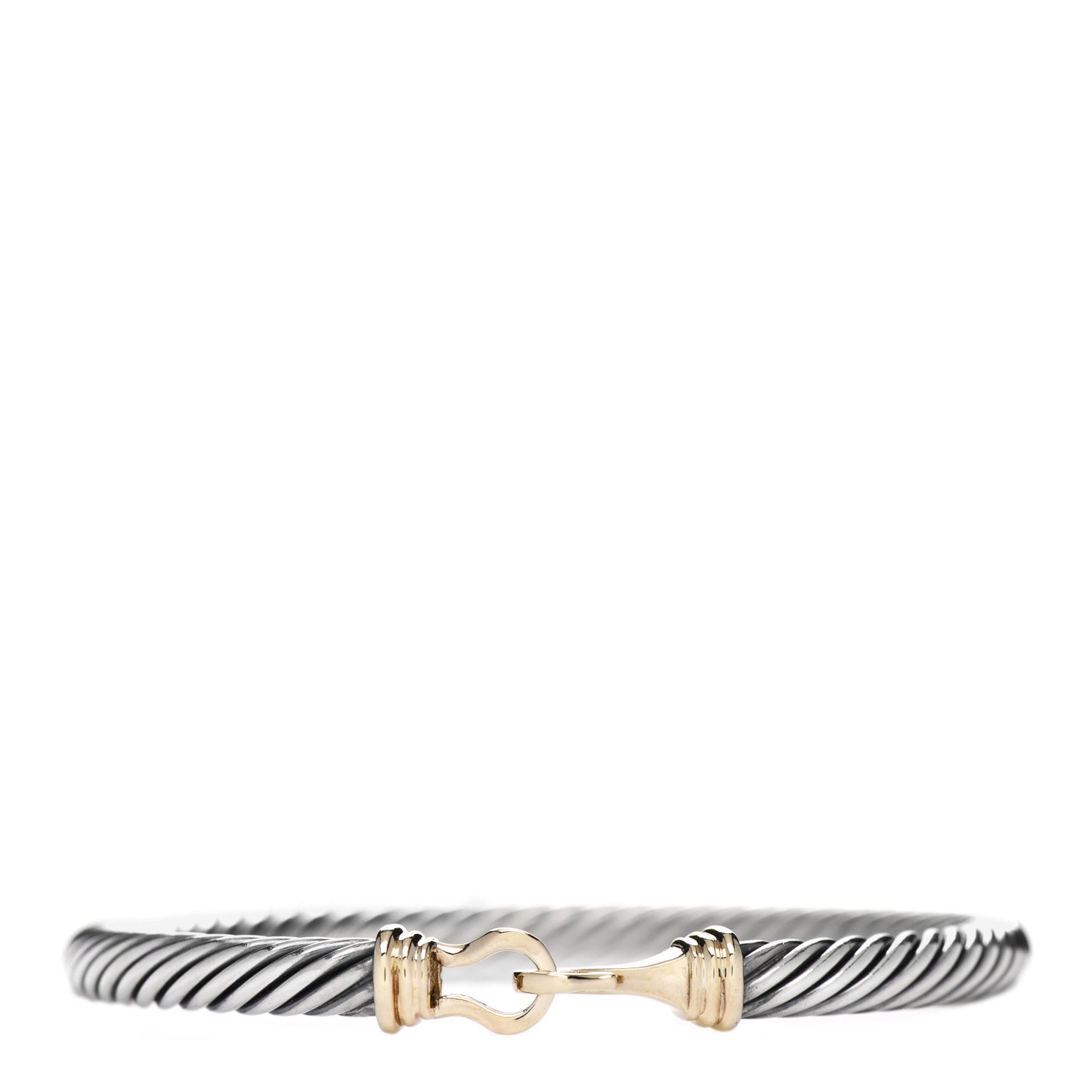 Sterling Silver 14K Yellow Gold 5mm Cable Classic Buckle Bracelet