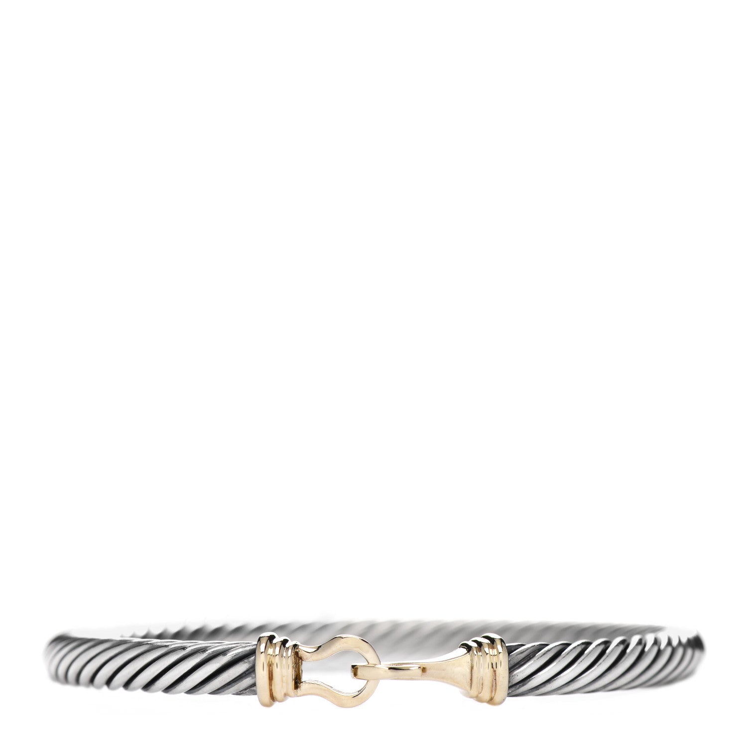 David Yurman Sterling Silver 14K Yellow Gold 5mm Cable Classic Buckle Bracelet 1 of 3