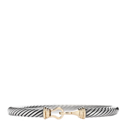 David Yurman Sterling Silver 14K Yellow Gold 5mm Cable Classic Buckle Bracelet 1 of 3