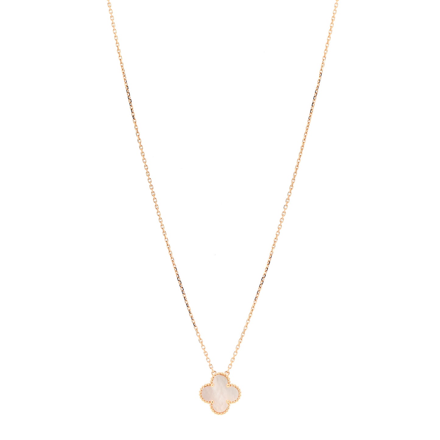 18K Yellow Gold Mother of Pearl Vintage Alhambra Pendant Necklace