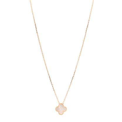 Van Cleef & Arpels 18K Yellow Gold Mother of Pearl Vintage Alhambra Pendant Necklace 1 of 7