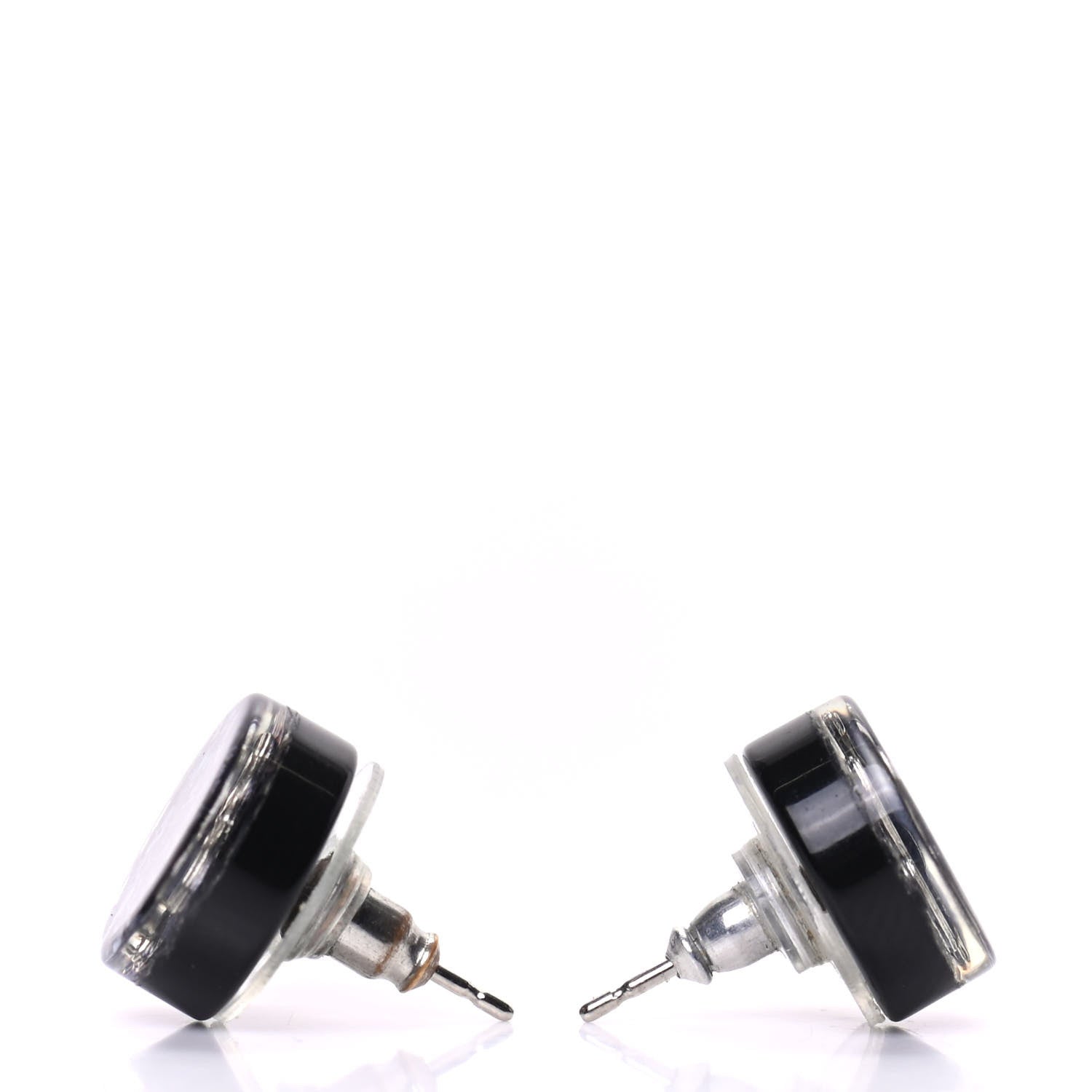 Chanel Resin Glitter CC Earrings Grey Black 3 of 4
