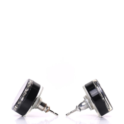 Chanel Resin Glitter CC Earrings Grey Black 3 of 4
