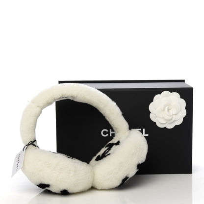 Chanel Shearling CC Ear Muffs White Black 7 of 7