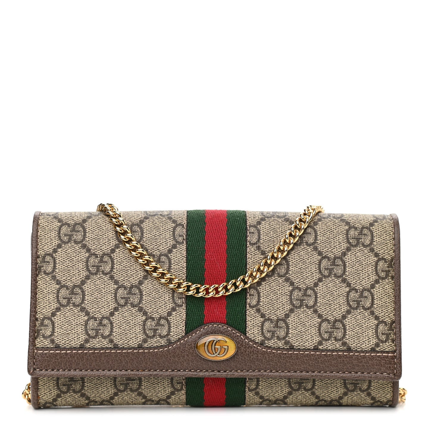 GG Supreme Monogram Web Ophidia Wallet On Chain Brown