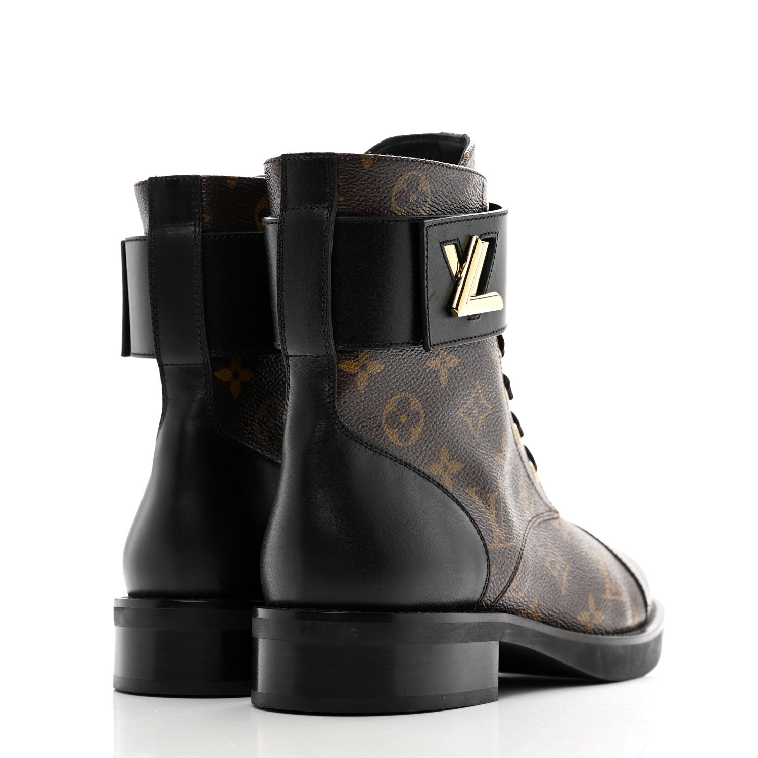 Louis Vuitton Calfskin Monogram Wonderland Flat Ranger Boots 39.5 Black 5 of 10