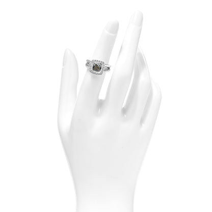 David Yurman Sterling Silver Diamond Prasiolite 7mm Petite Albion Ring 49 4.75 2 of 4