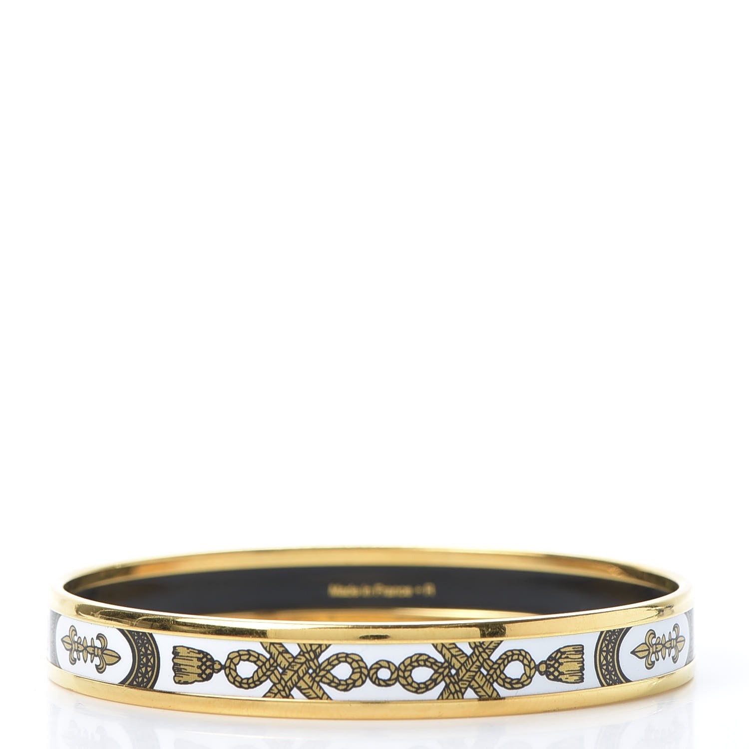 Hermes Enamel Printed Grand Apparat Narrow Bracelet 65 White 2 of 4