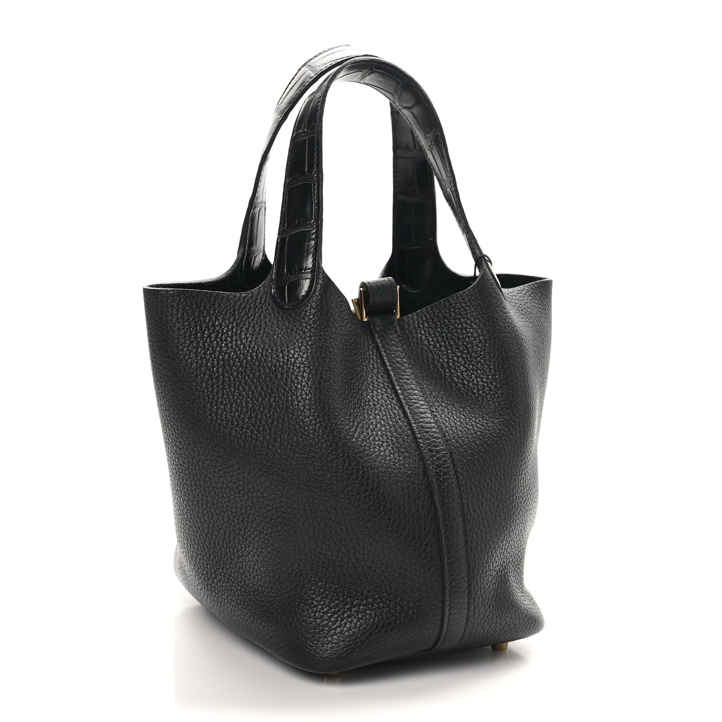 Taurillon Clemence Matte Alligator Picotin Lock Touch 18 PM Black
