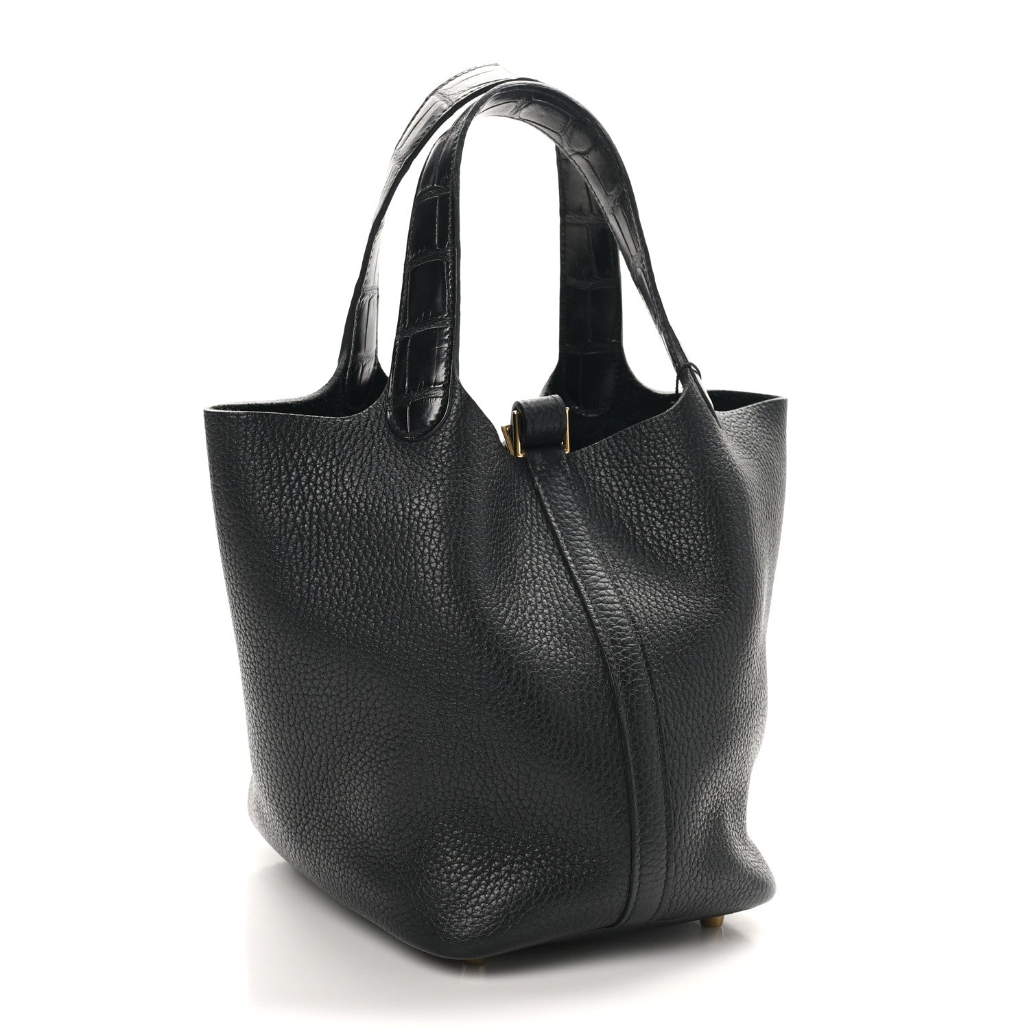 Hermes Taurillon Clemence Matte Alligator Picotin Lock Touch 18 PM Black 3 of 10