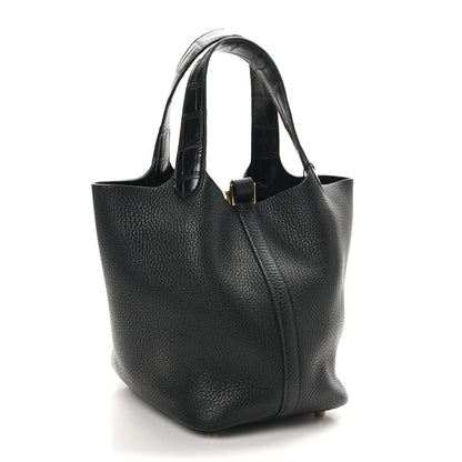 Hermes Taurillon Clemence Matte Alligator Picotin Lock Touch 18 PM Black 3 of 10