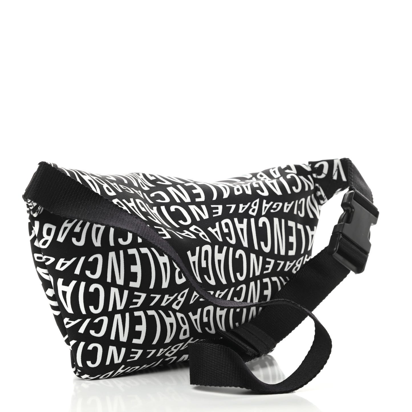 Nylon Wave Logo Print Wheel Beltpack Black White