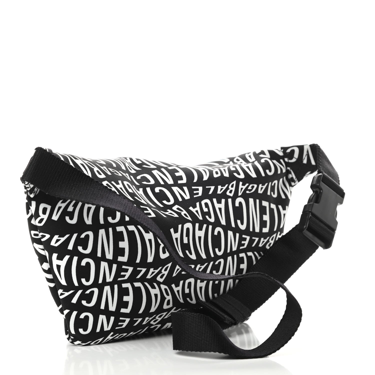 Balenciaga Nylon Wave Logo Print Wheel Beltpack Black White 3 of 10