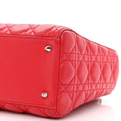 Christian Dior Lambskin Cannage Medium Lady Dior Red 10 of 14