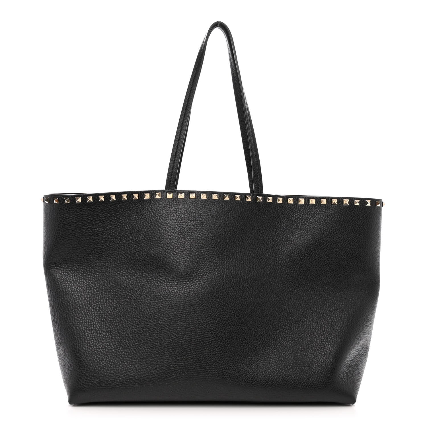 Valentino Garavani Grained Calfskin Rockstud Shoulder Tote Black 1 of 10