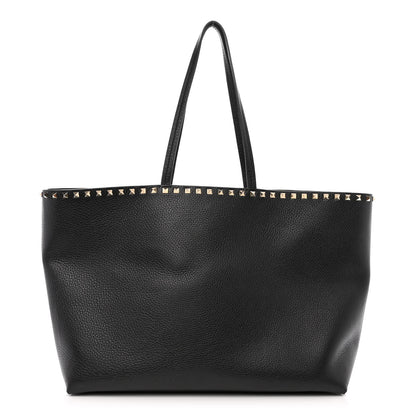 Valentino Garavani Grained Calfskin Rockstud Shoulder Tote Black 1 of 10