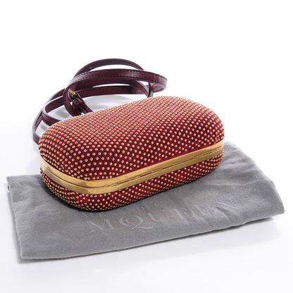 Alexander McQueen Studded Suede Skull Box Clutch Red 4 of 7