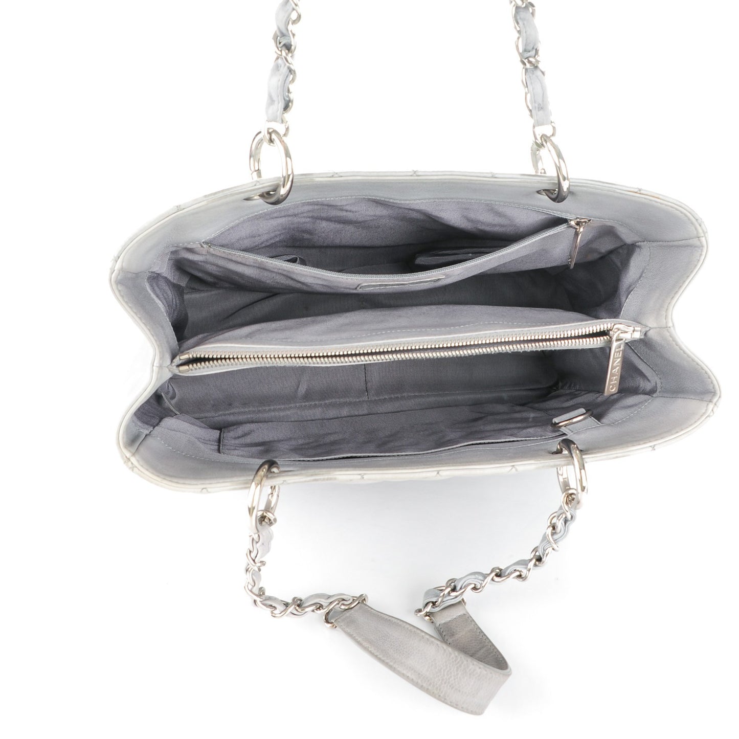 Caviar Quilted Grand Shopping Tote GST Light Grey