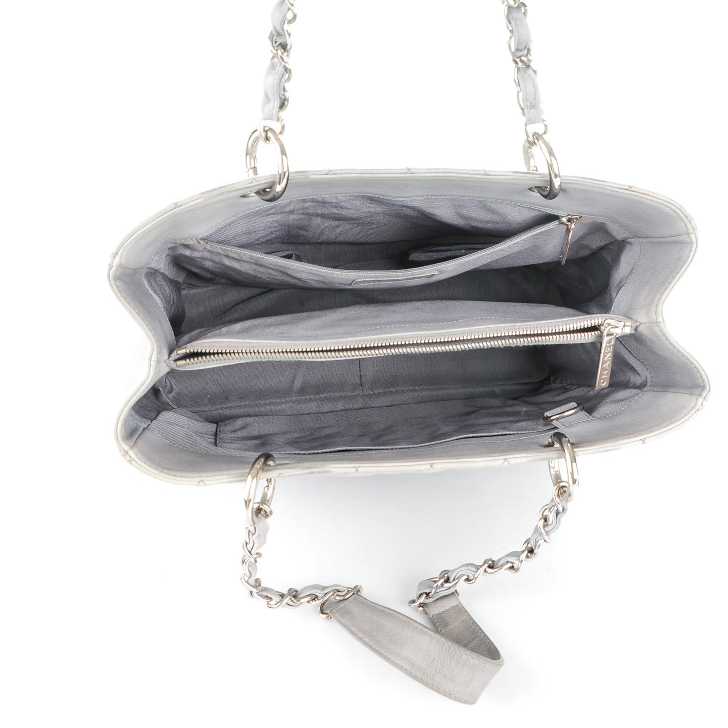 Chanel Caviar Quilted Grand Shopping Tote GST Light Grey 5 of 7