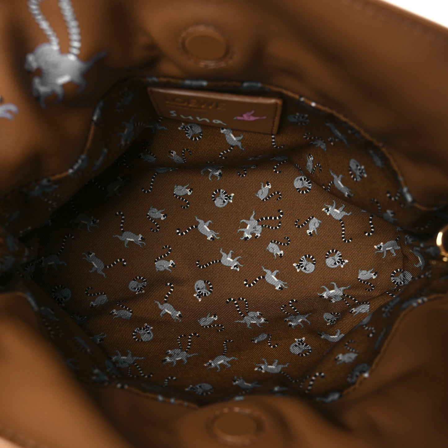 X SUNA FUJITA Nappa Flamenco Knot Clutch Brown