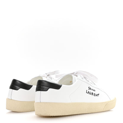 Saint Laurent Calfskin Embroidered Court Classic Sneakers 40 White Black 5 of 8