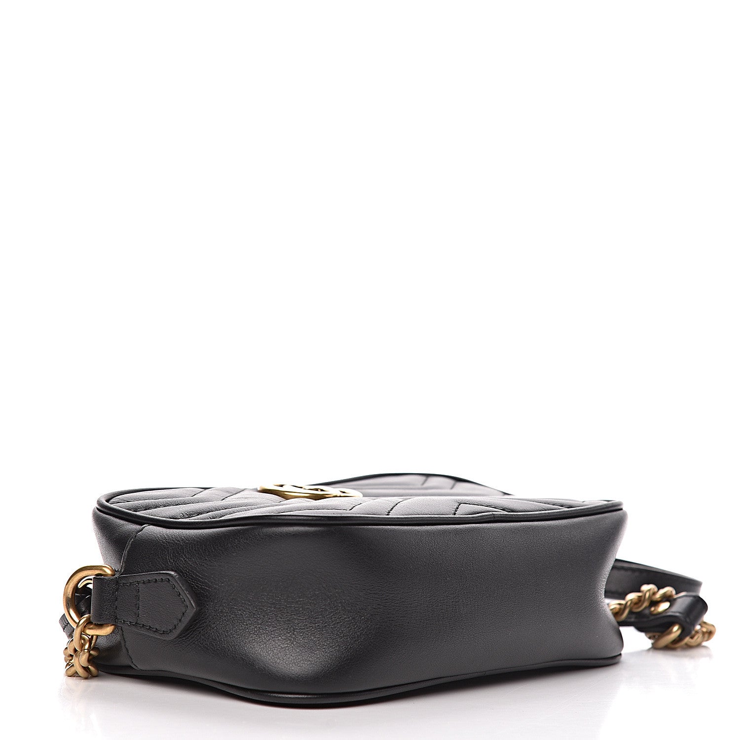 Gucci Calfskin Matelasse Mini GG Marmont Chain Shoulder Bag Black 4 of 10
