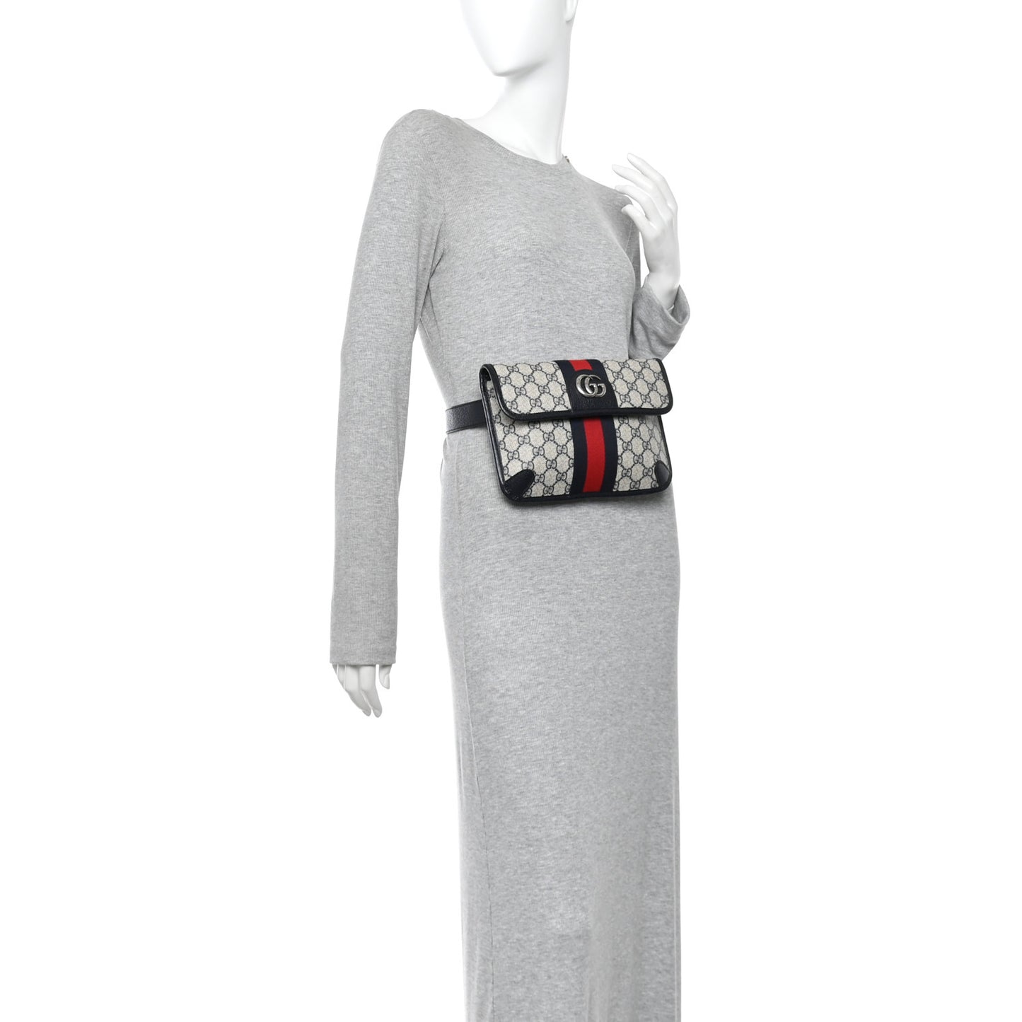 GG Supreme Monogram Web Small Ophidia Belt Bag 90 36 Beige Navy