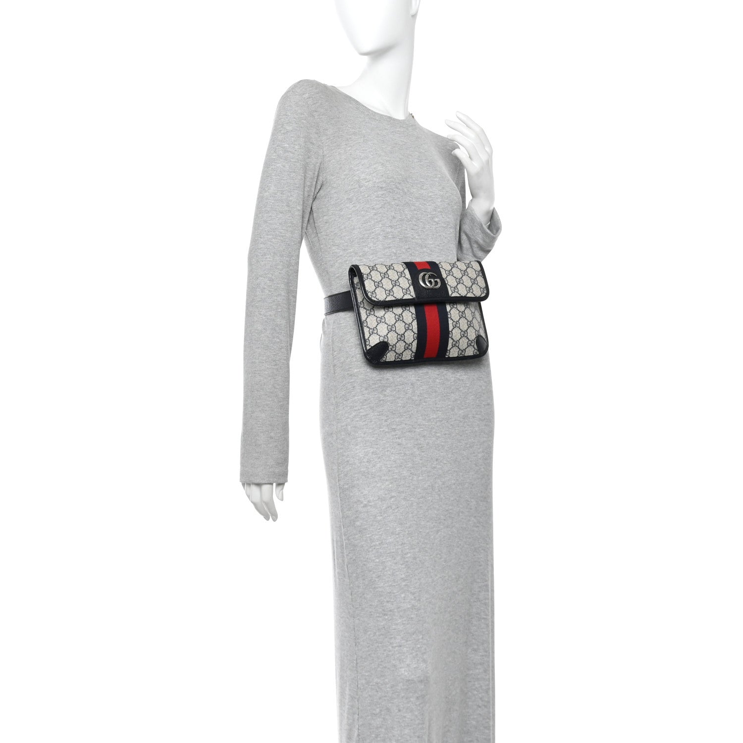 Gucci GG Supreme Monogram Web Small Ophidia Belt Bag 90 36 Beige Navy 2 of 10