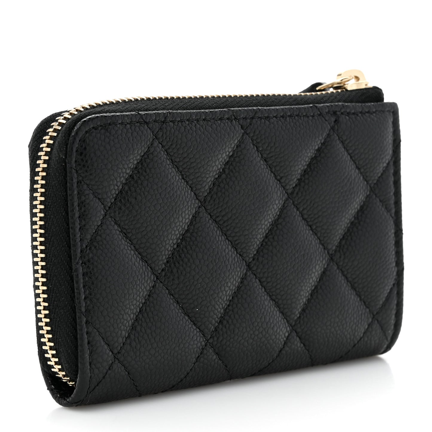 Caviar Quilted Zipped Key Holder Case Black