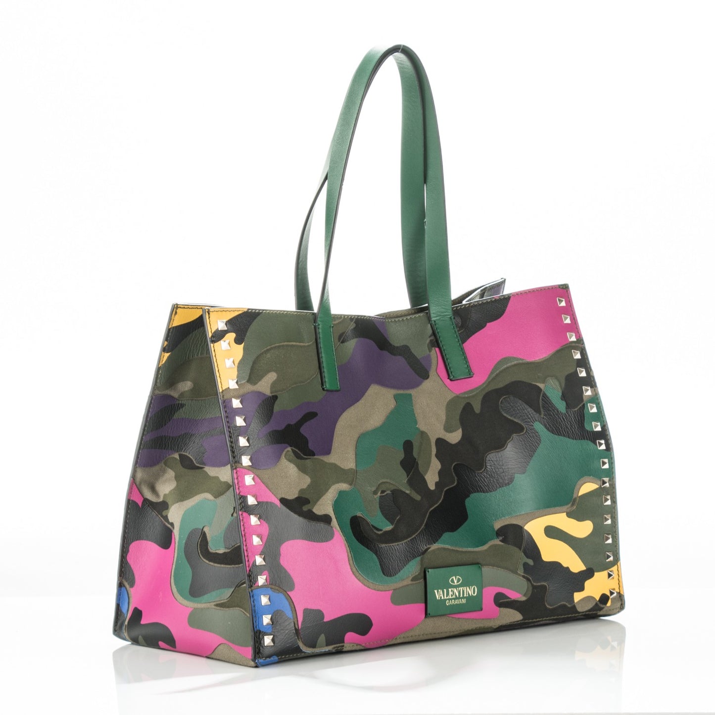 Nappa Canvas Camo Medium Rockstud Soft Tote Multicolor