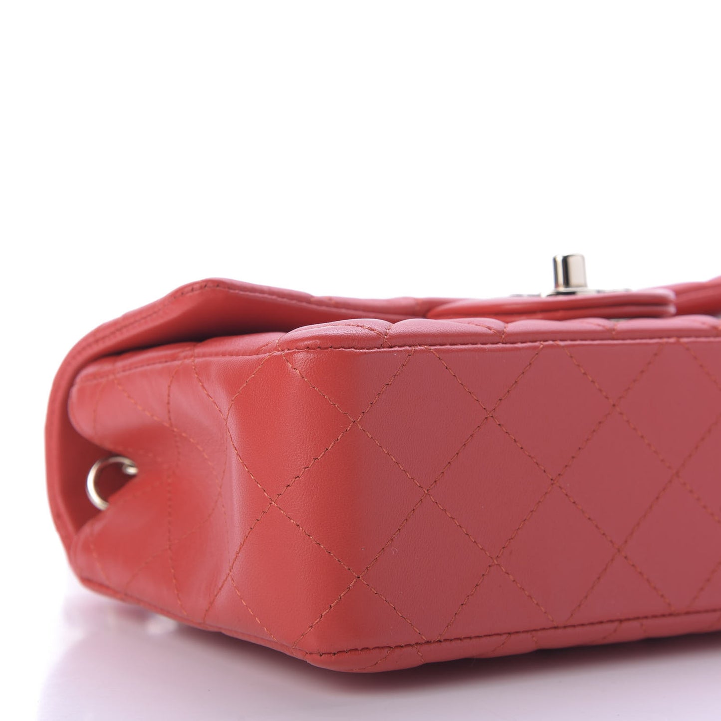 Lambskin Quilted Mini Rectangular Flap Red