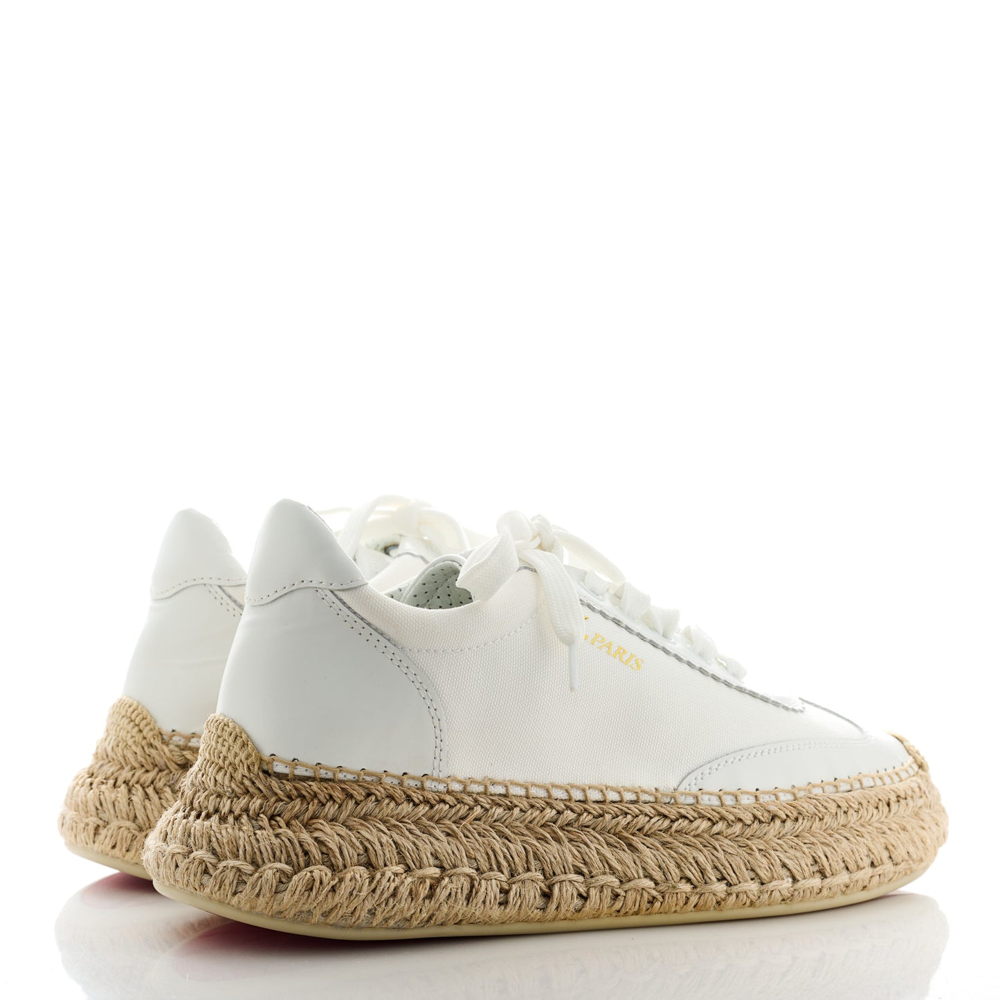 Toile Calfskin Espasneak Flat Sneaker 37 Ivory