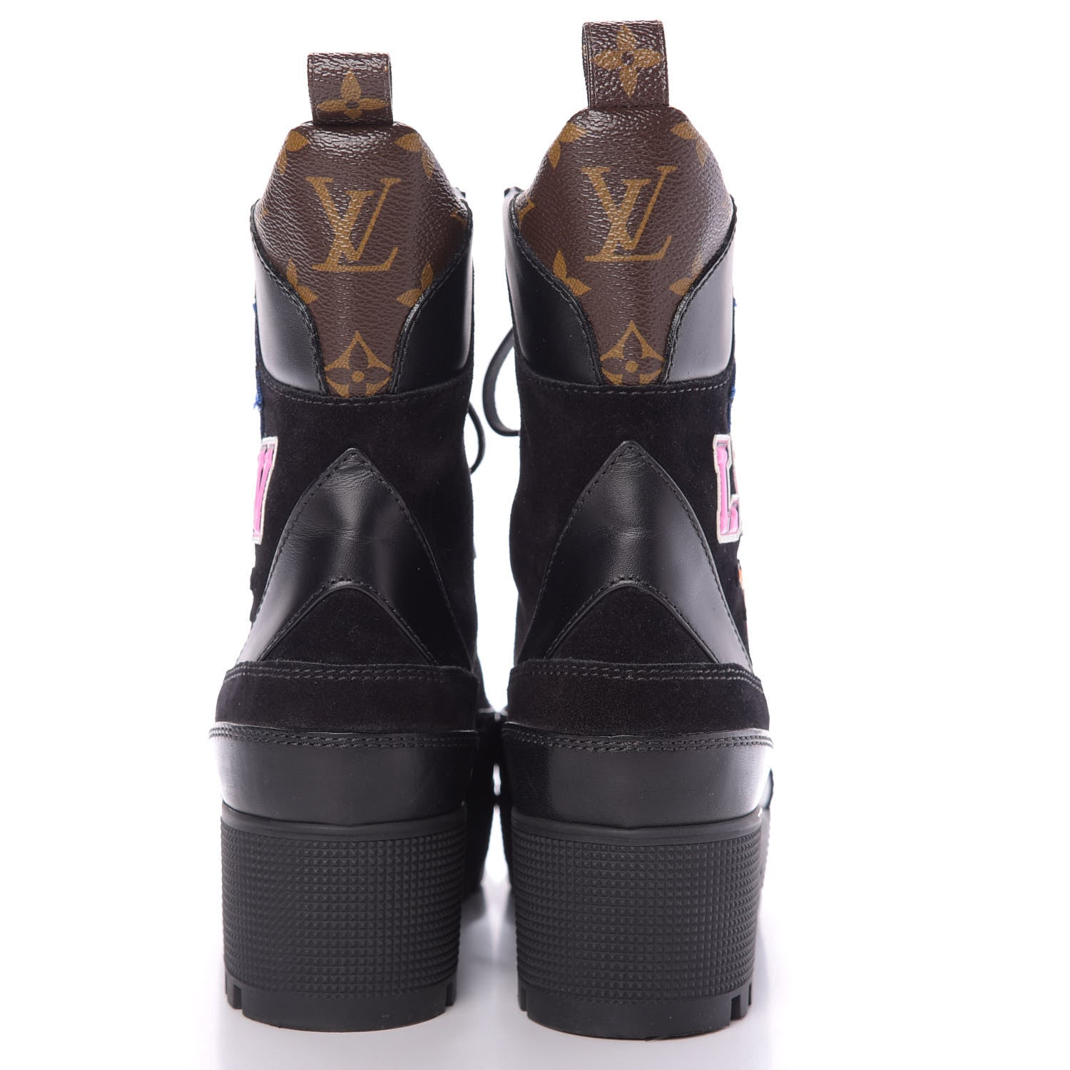 Louis Vuitton Suede Calfskin Monogram LV Black Heart Laureate Platform Desert Boots 37.5 Black 7 of 9