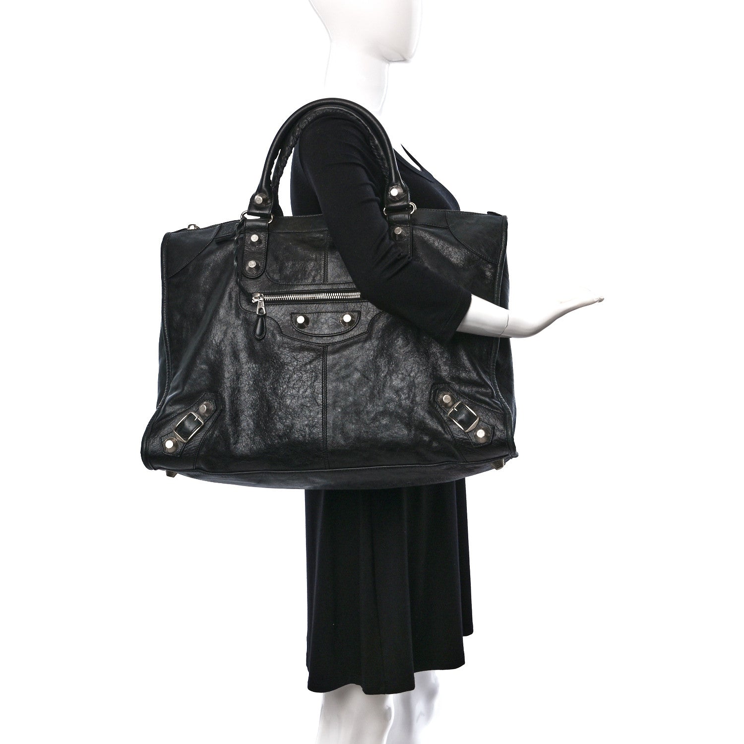 Balenciaga Agneau Giant 21 Silver Hardware Weekender Black 2 of 10