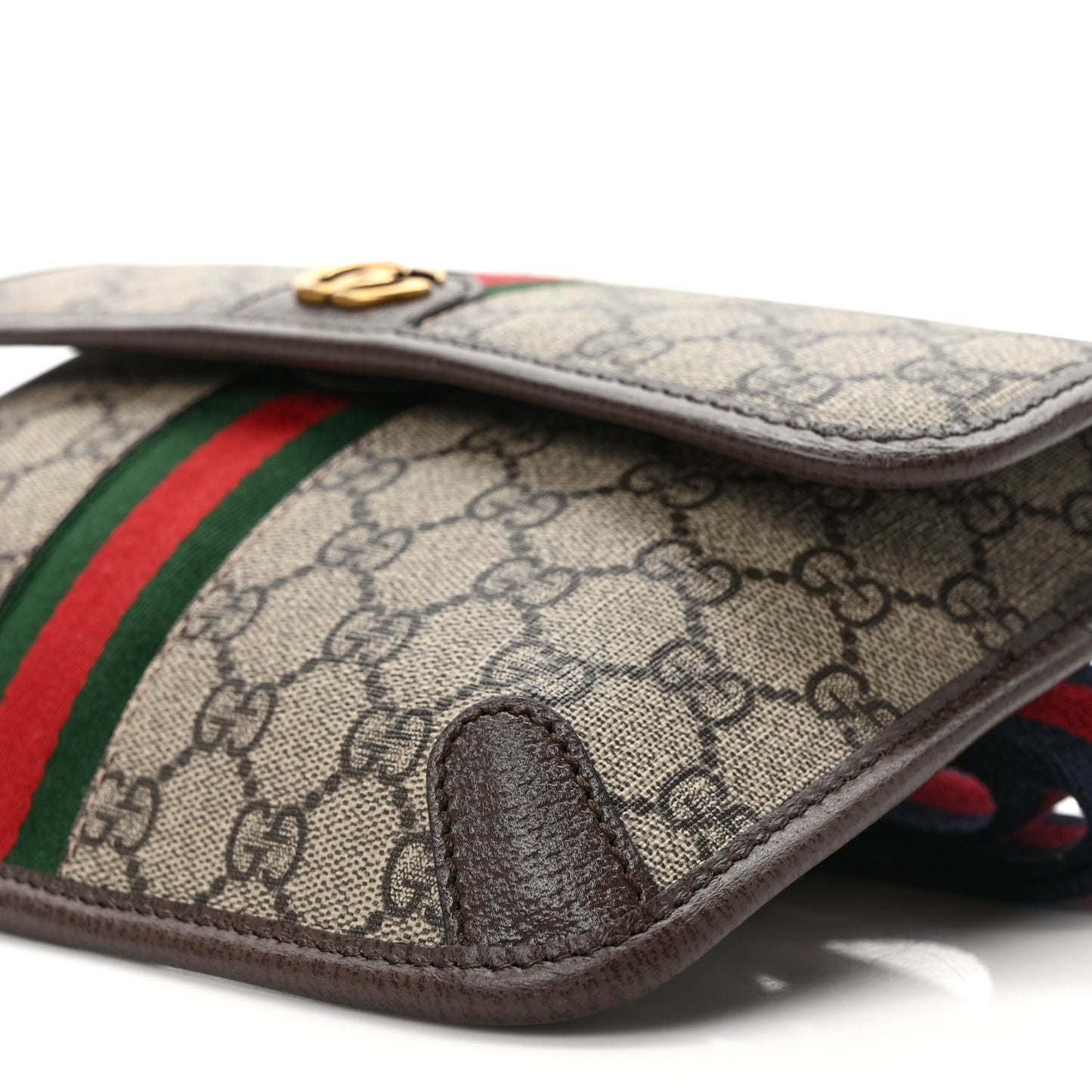 GG Supreme Monogram Web Small Ophidia Belt Bag Brown