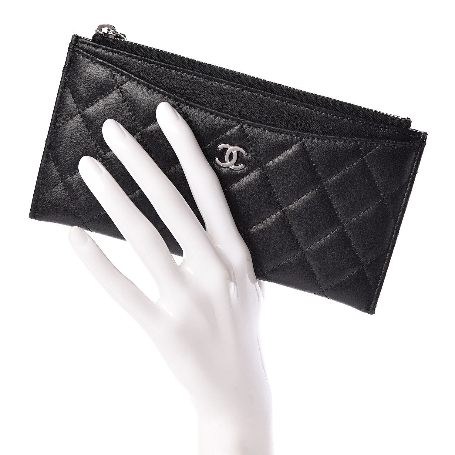 Chanel Lambskin Quilted Classic Zip Pouch Black 2 of 12