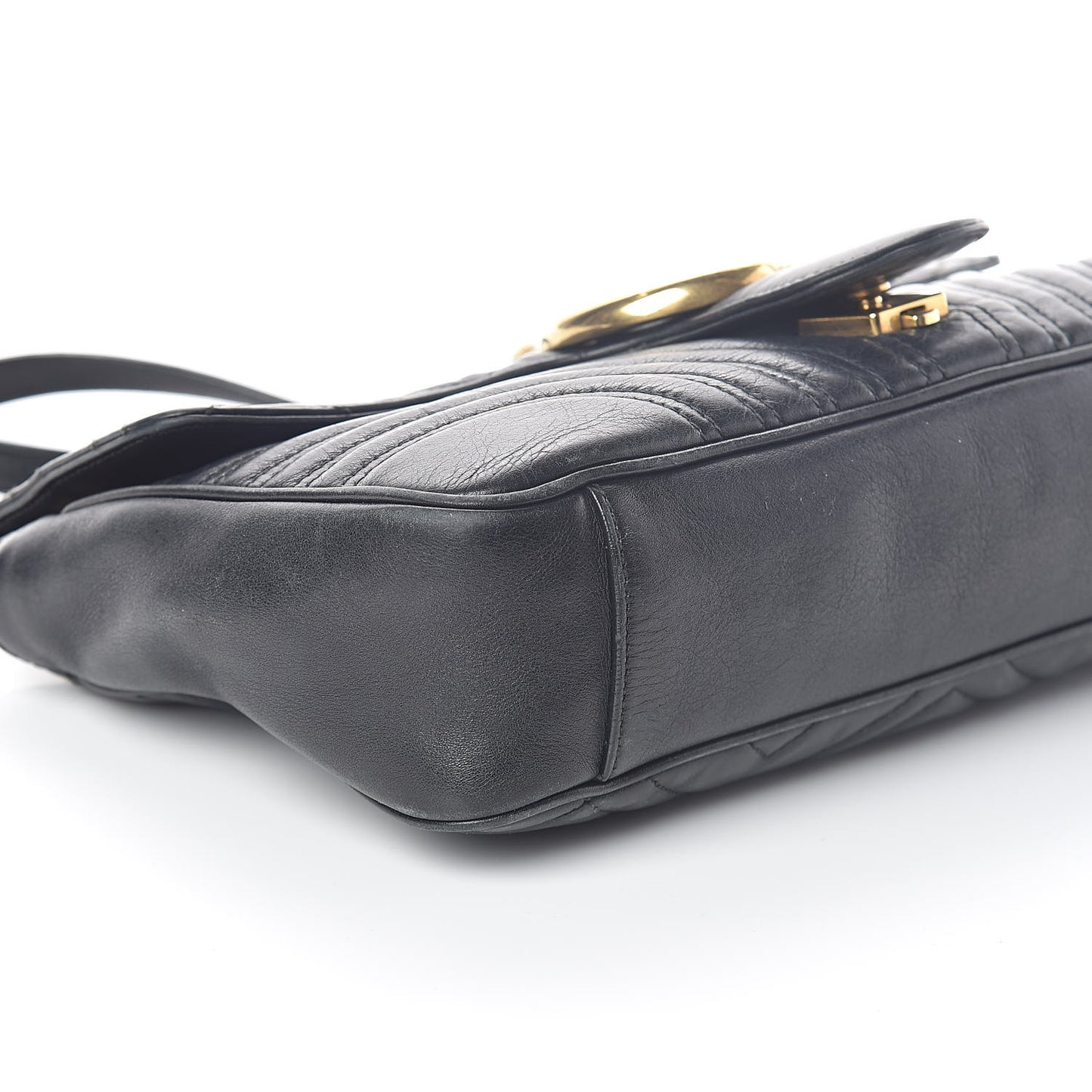 Calfskin Matelasse Medium GG Marmont Shoulder Bag Black