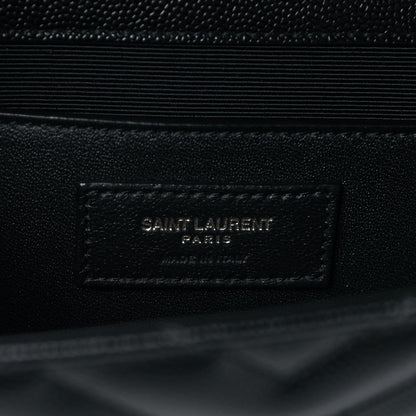Saint Laurent Grain De Poudre Matelasse Chevron Medium Monogram Satchel Black 7 of 13
