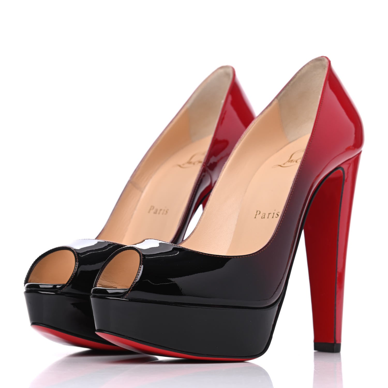 Christian Louboutin Patent Degrade Altanana 140 Pumps 37.5 Black Red 3 of 10