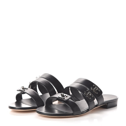 Chanel Calfskin CC Turnlock Mule Sandals 35.5 Black 3 of 7